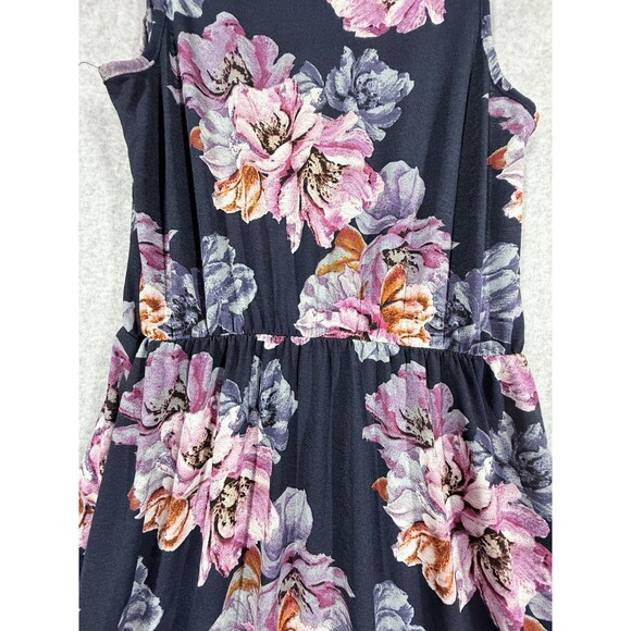 Womens Maxi Dress Size S-M Round Hem Pockets Colorful Floral Sleeveless - Picture 12 of 15